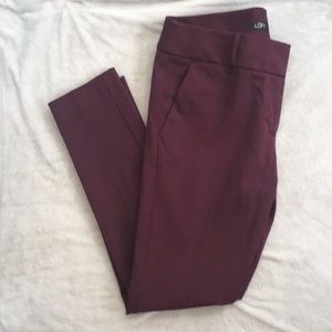 Loft Marisa skinny ankle fit pants in plum size 4